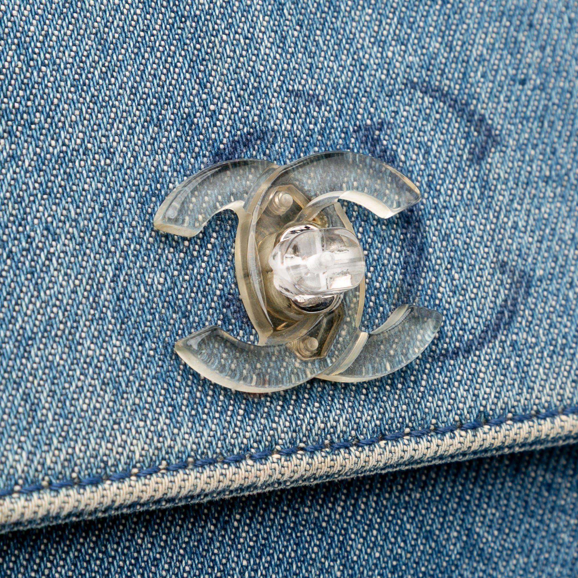 CC Printed Denim Single Flap
