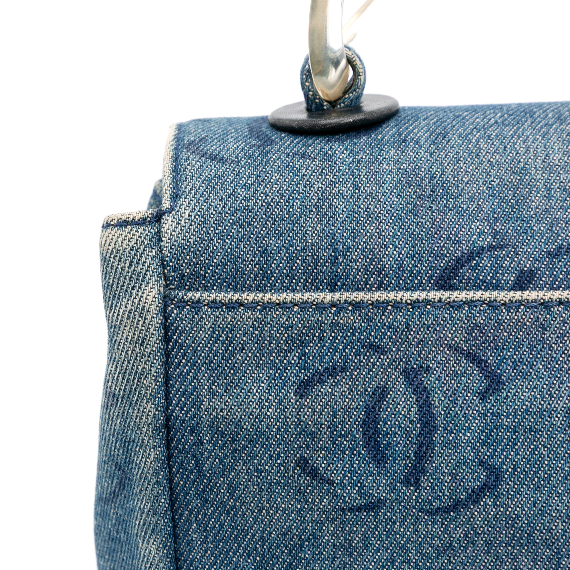CC Printed Denim Single Flap