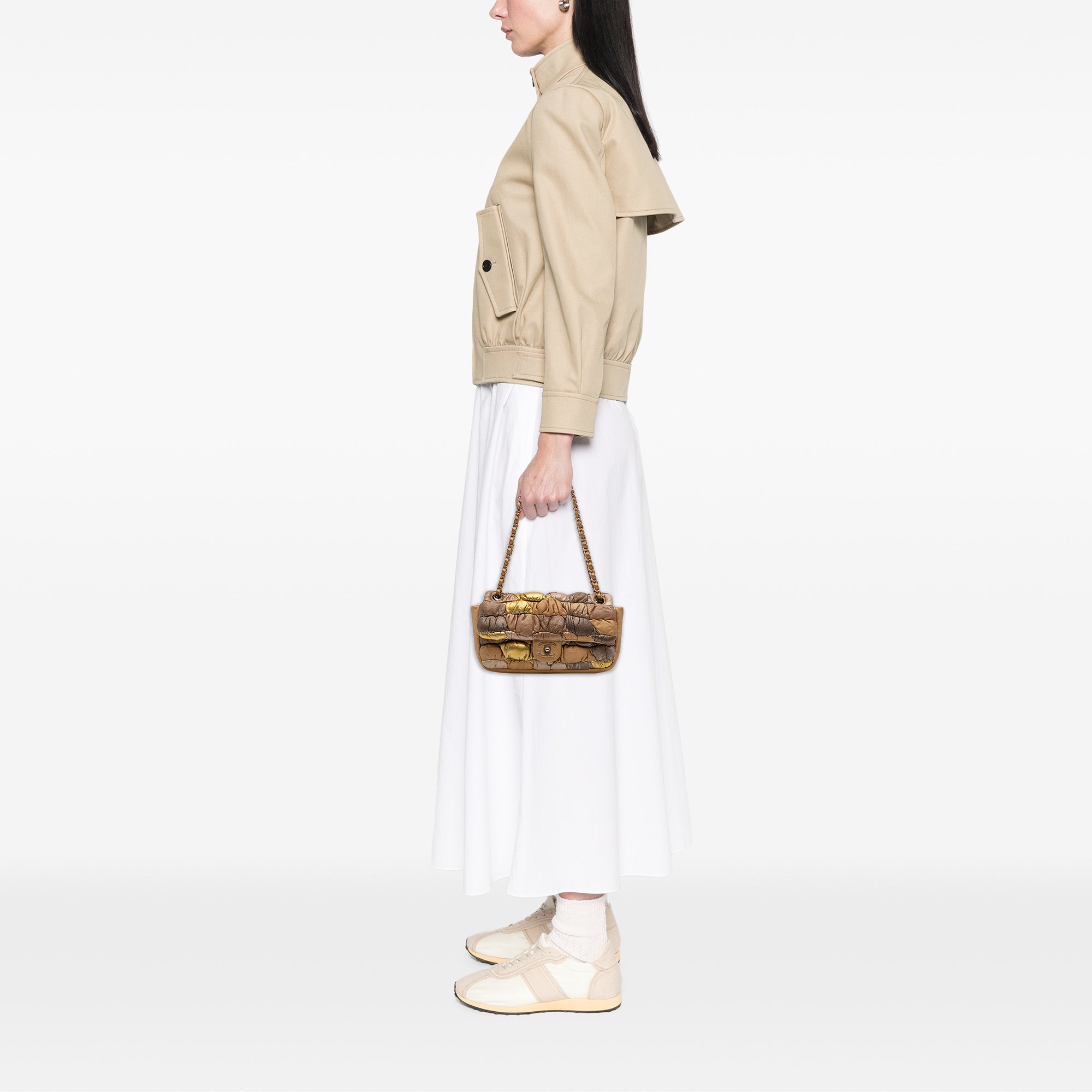 CC Metallic Lambskin Patchwork Flap