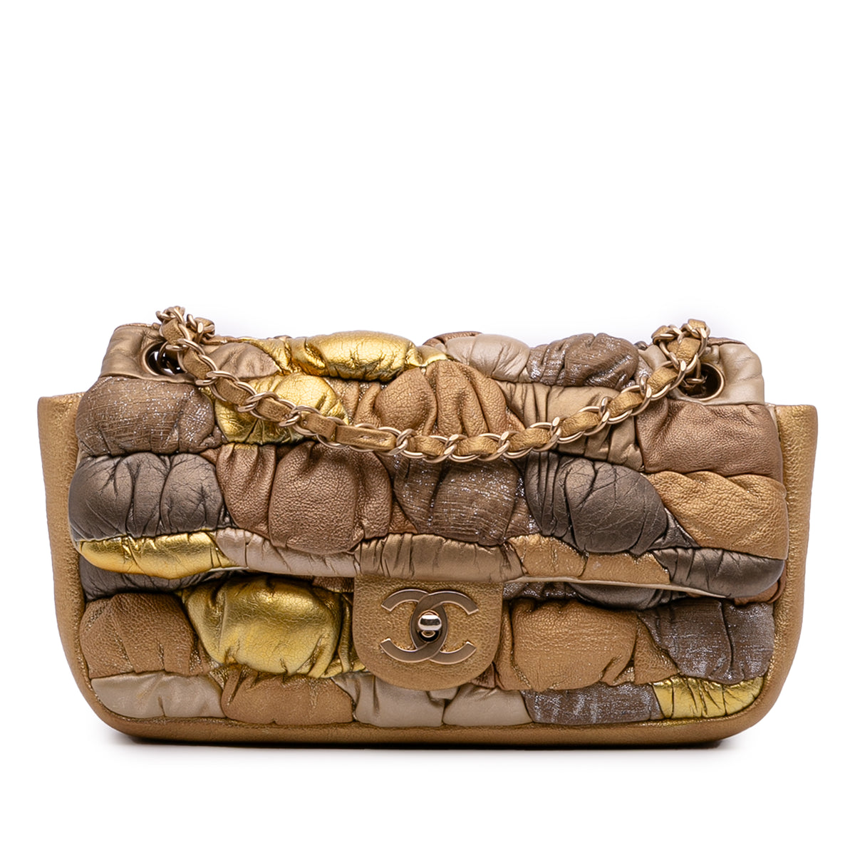 CC Metallic Lambskin Patchwork Flap