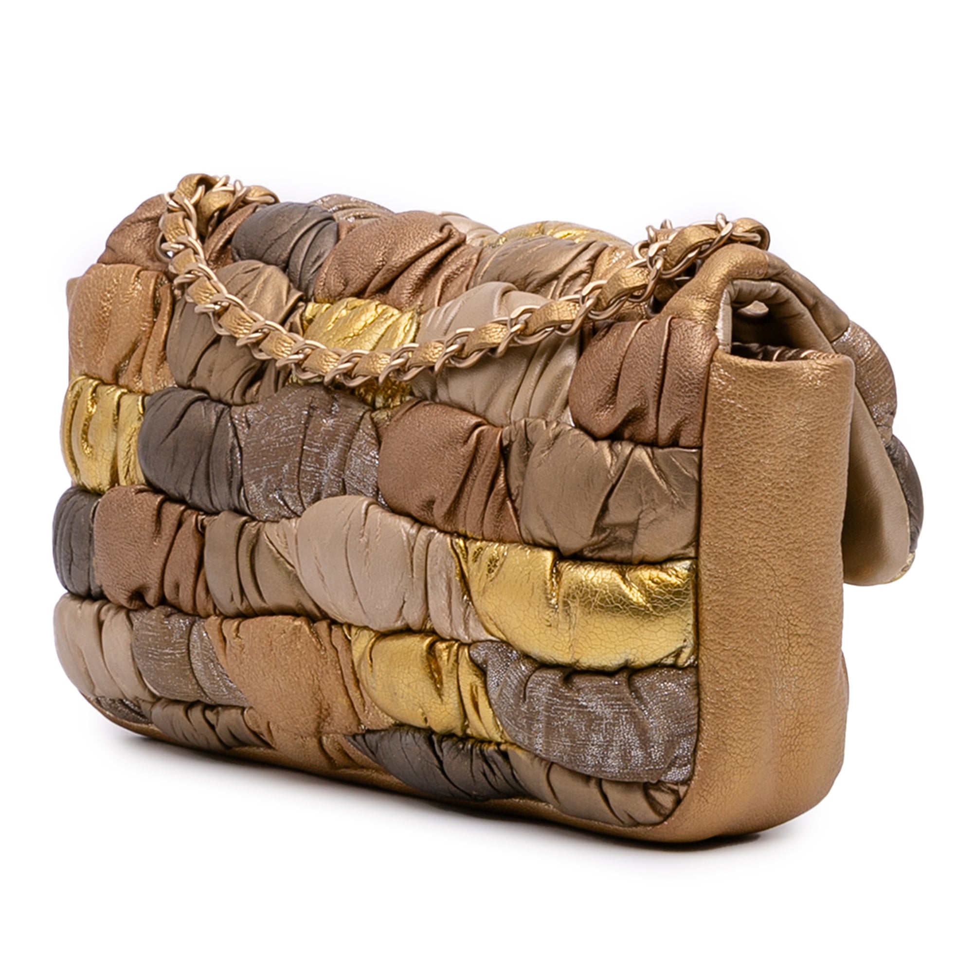 CC Metallic Lambskin Patchwork Flap