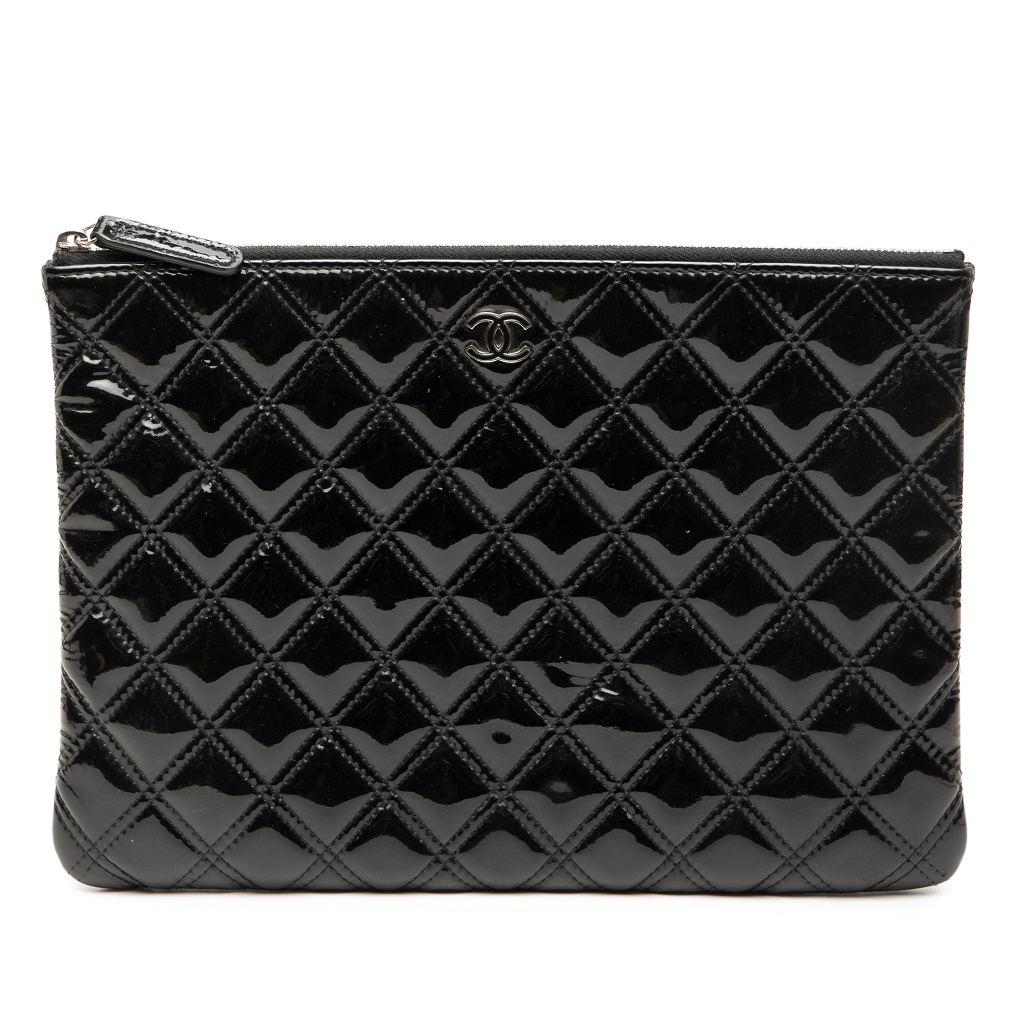 Medium Quilted Patent O Case Clutch