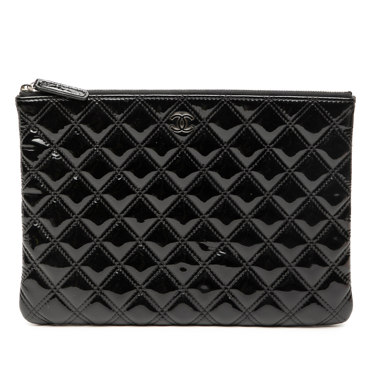 Medium Quilted Patent O Case Clutch
