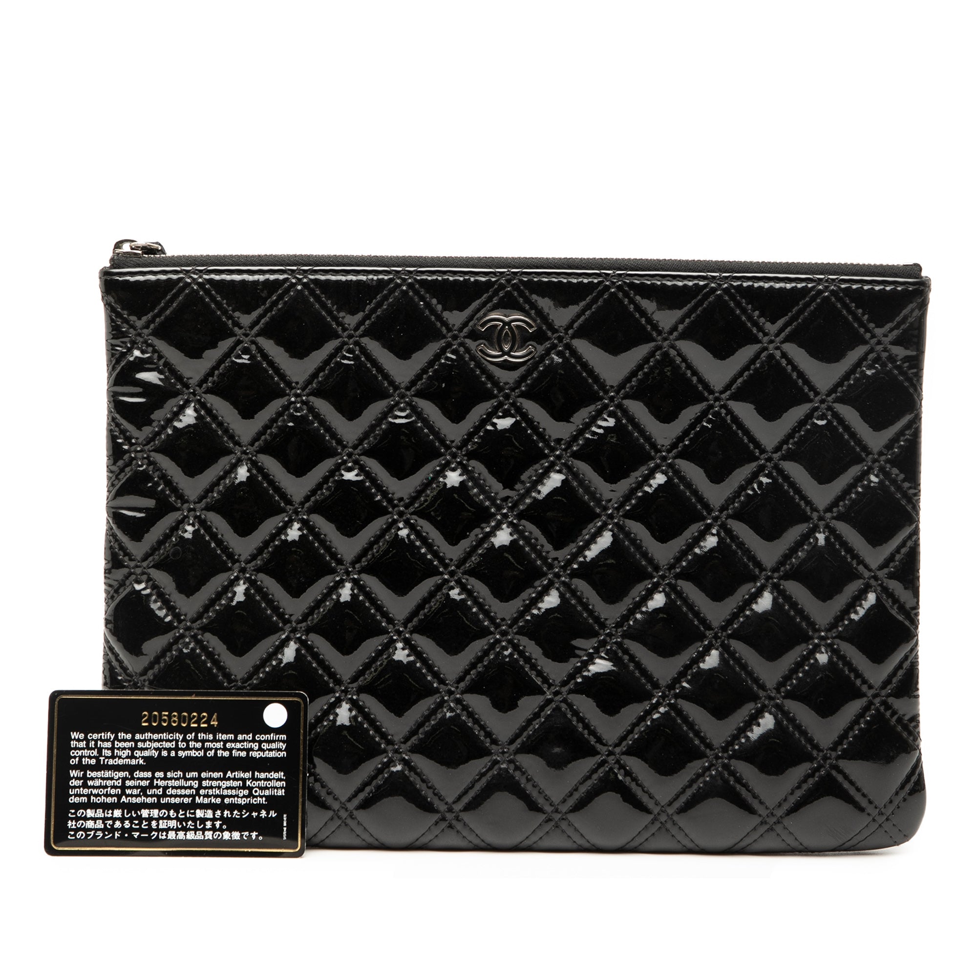 Medium Quilted Patent O Case Clutch
