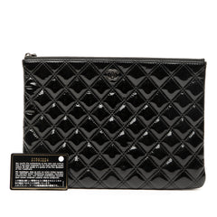 Medium Quilted Patent O Case Clutch