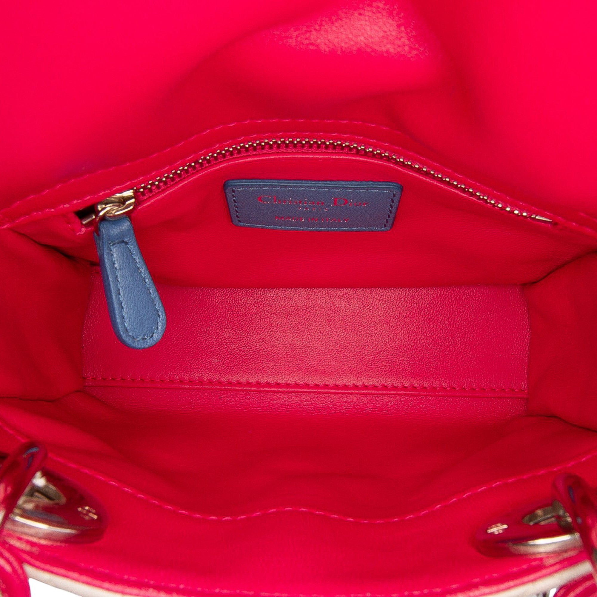 Mini Tricolor Lambskin Cannage Lady Dior