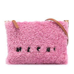 Shearling and Calfskin Logo Crossbody
