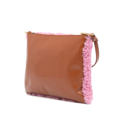 Shearling and Calfskin Logo Crossbody