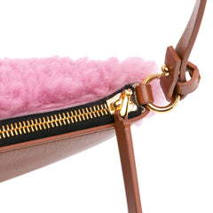 Shearling and Calfskin Logo Crossbody
