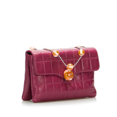 Square Quilted Lambskin Beaded Chain Shoulder Bag