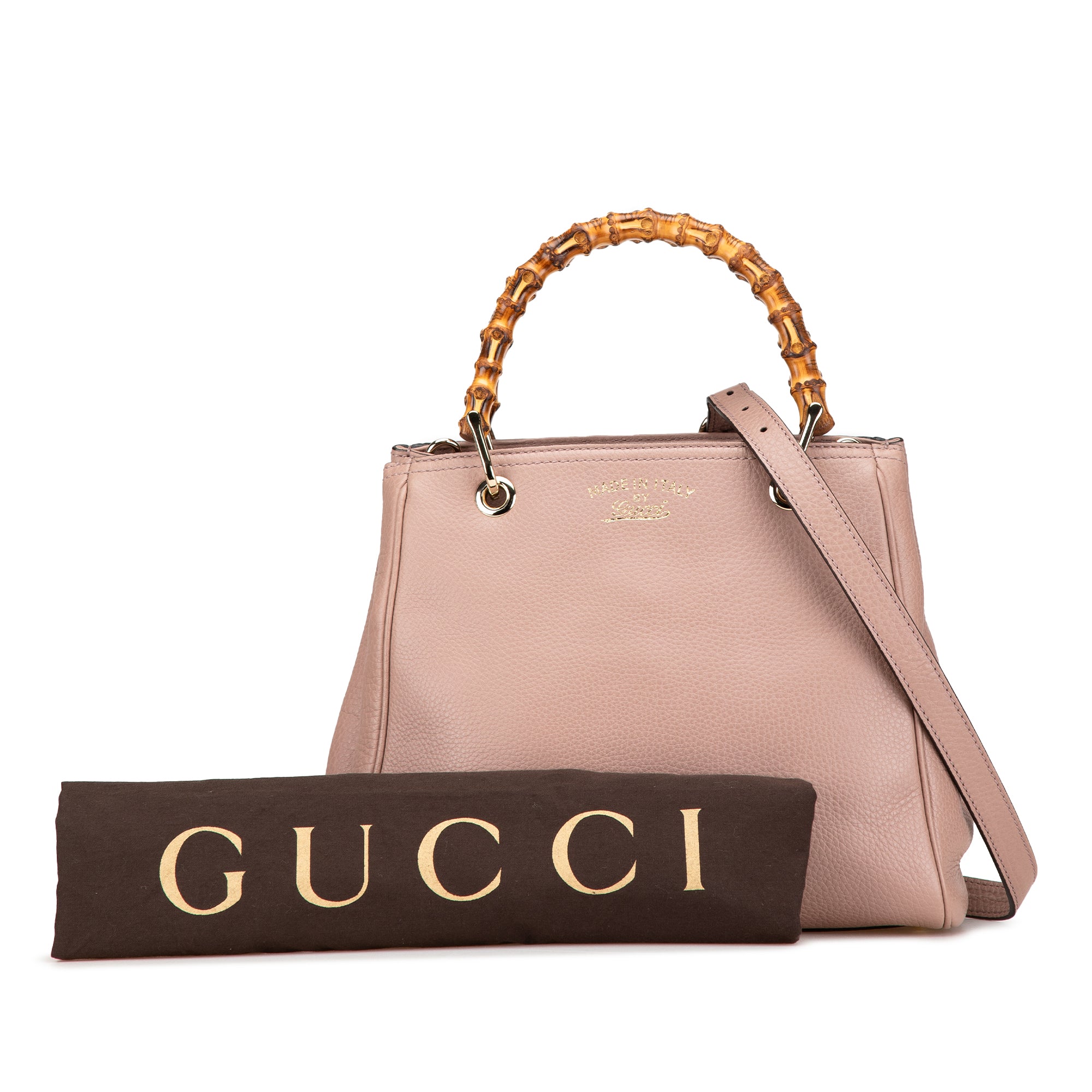 Small Calfskin Bamboo Shopper Satchel