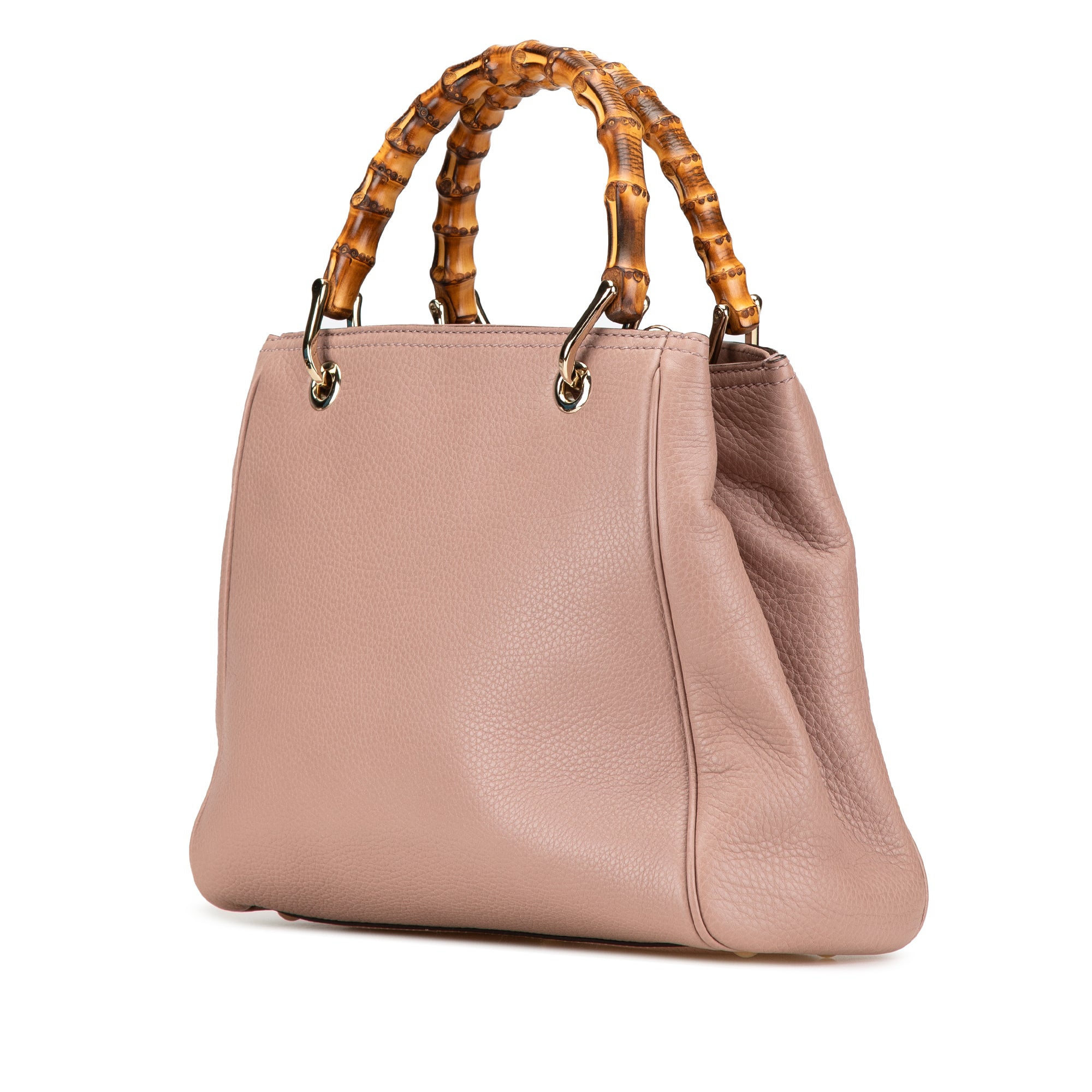 Small Calfskin Bamboo Shopper Satchel