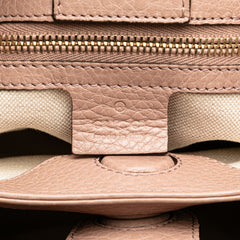 Small Calfskin Bamboo Shopper Satchel