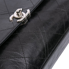 CC Quilted Crumpled Calfskin and Grosgrain Flap
