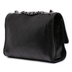 CC Quilted Crumpled Calfskin and Grosgrain Flap