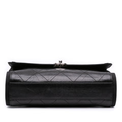 CC Quilted Crumpled Calfskin and Grosgrain Flap