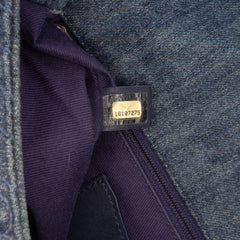 Large Embroidered Denim Camellia Flap