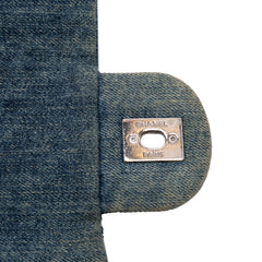 Large Embroidered Denim Camellia Flap