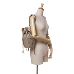 Small Metallic Calfskin Coco Pleats Drawstring Backpack