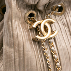 Small Metallic Calfskin Coco Pleats Drawstring Backpack