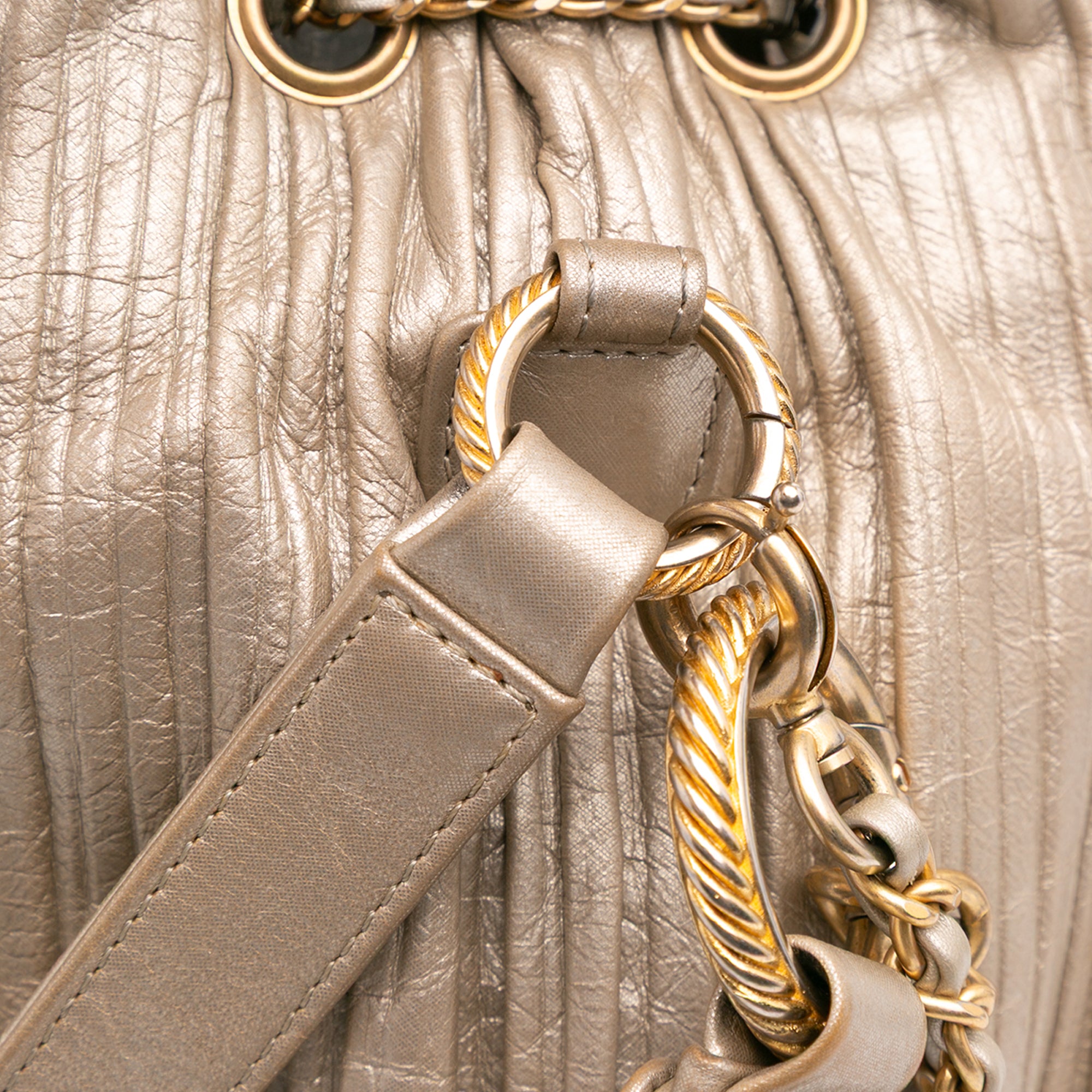 Small Metallic Calfskin Coco Pleats Drawstring Backpack