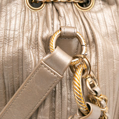 Small Metallic Calfskin Coco Pleats Drawstring Backpack