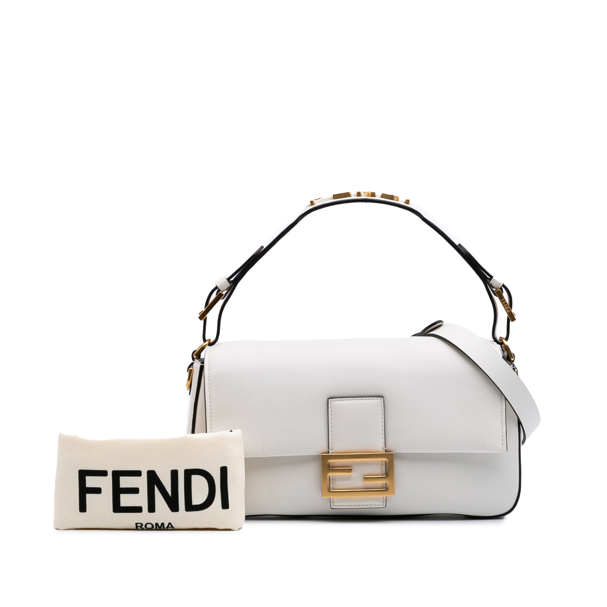 Leather Convertible Baguette Satchel