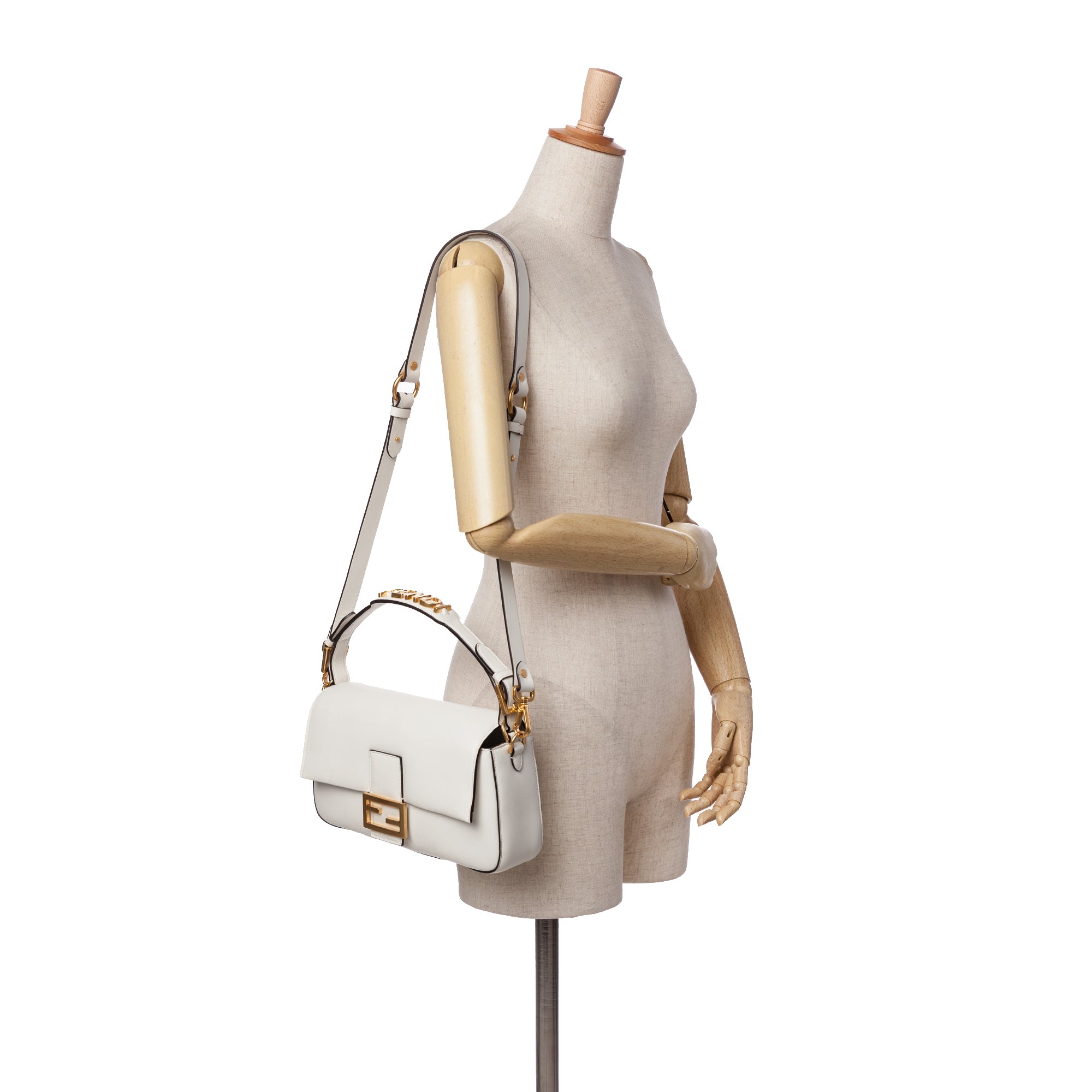 Leather Convertible Baguette Satchel