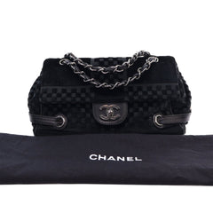 CC Check Embossed Velvet Belted Side Flap