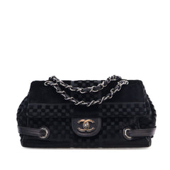 CC Check Embossed Velvet Belted Side Flap