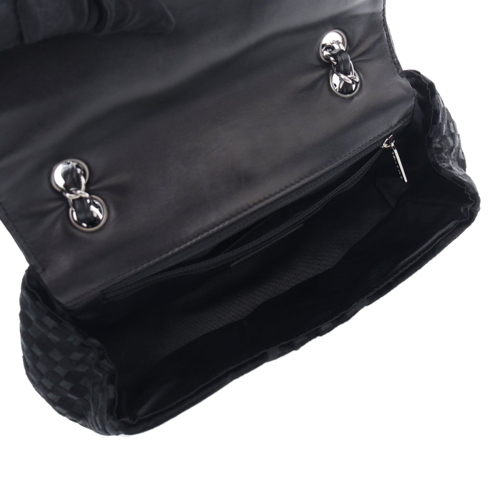 CC Check Embossed Velvet Belted Side Flap