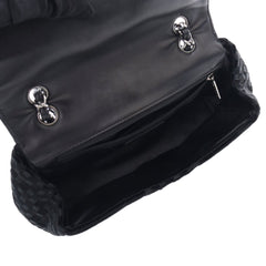 CC Check Embossed Velvet Belted Side Flap
