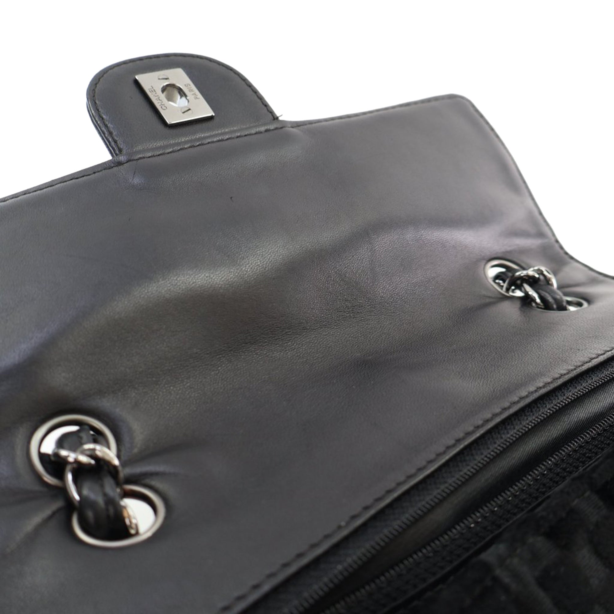 CC Check Embossed Velvet Belted Side Flap