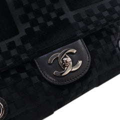 CC Check Embossed Velvet Belted Side Flap