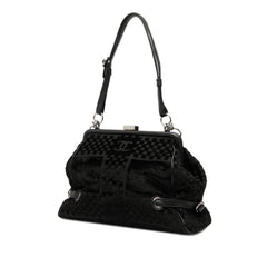 CC Check Embossed Velvet Belted Side Frame Bag