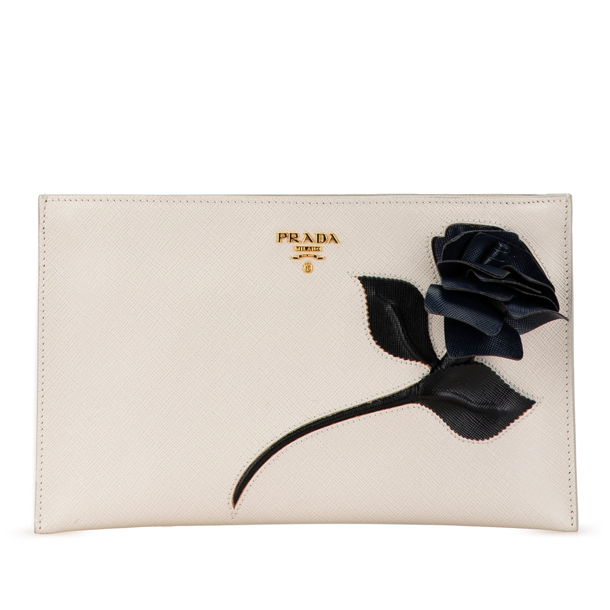 Saffiano Rose Applique Clutch