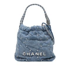 Mini Denim Studded 22 Handbag