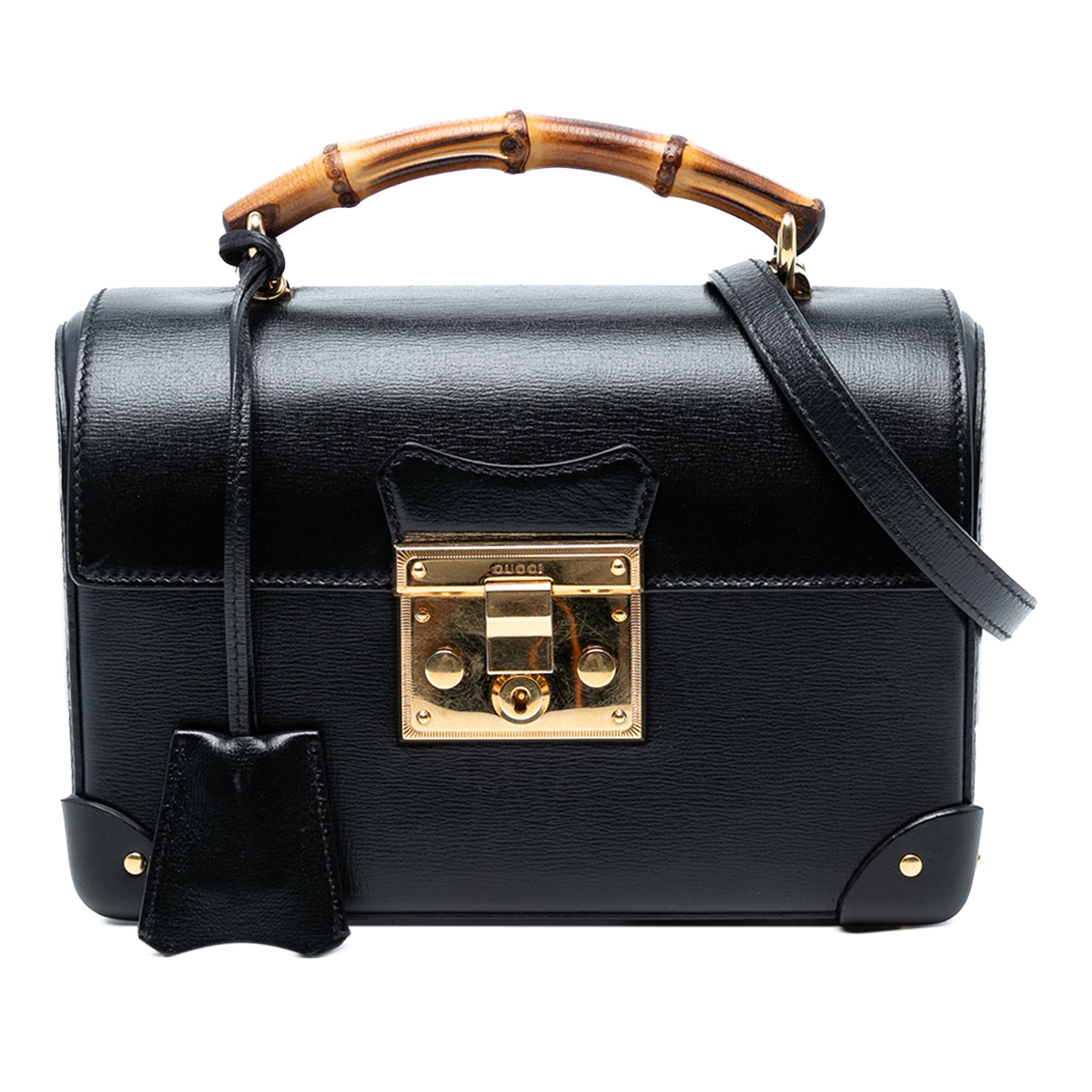 Small Leather Bamboo Padlock Satchel