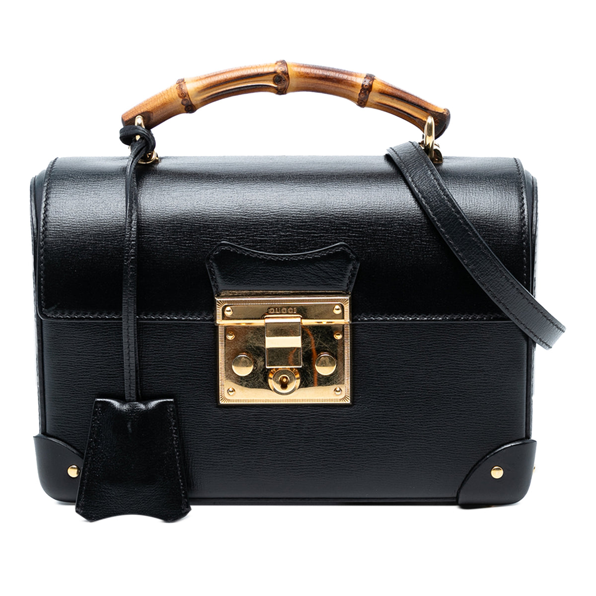 Small Leather Bamboo Padlock Satchel