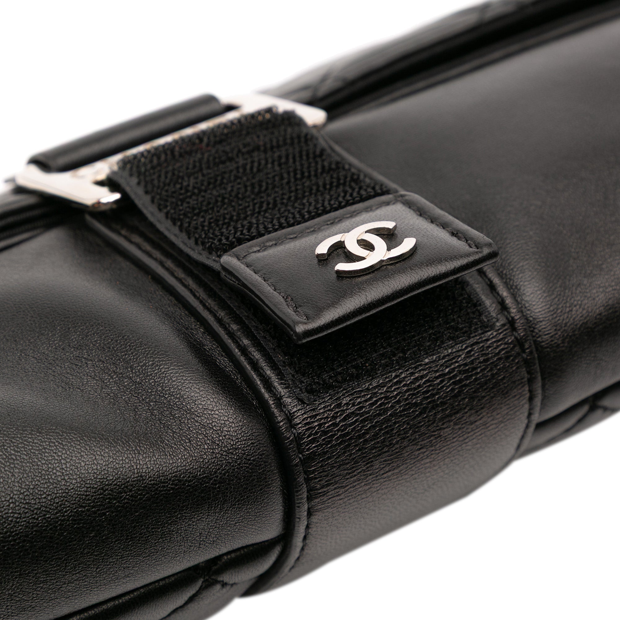 CC Quilted Lambskin Grip Clutch