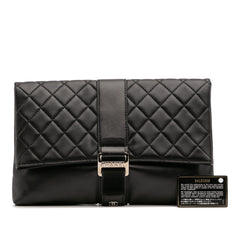 CC Quilted Lambskin Grip Clutch