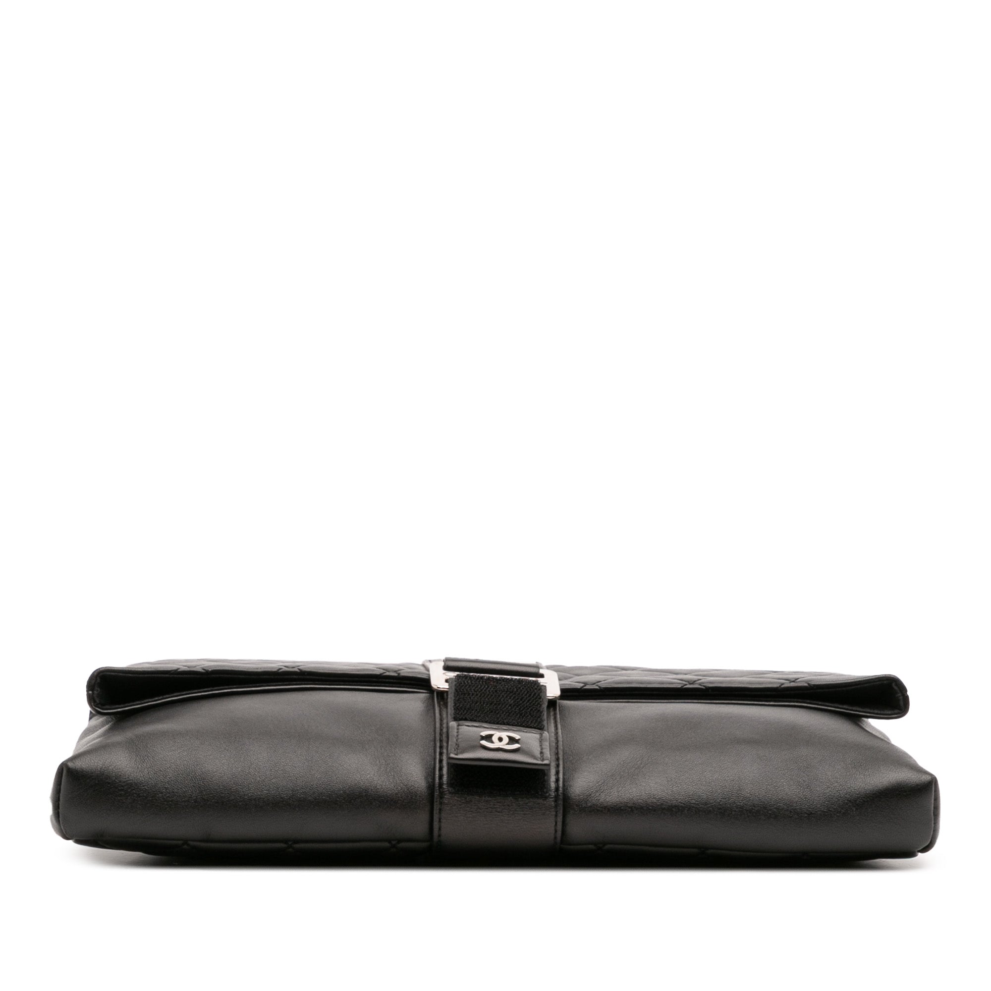 CC Quilted Lambskin Grip Clutch