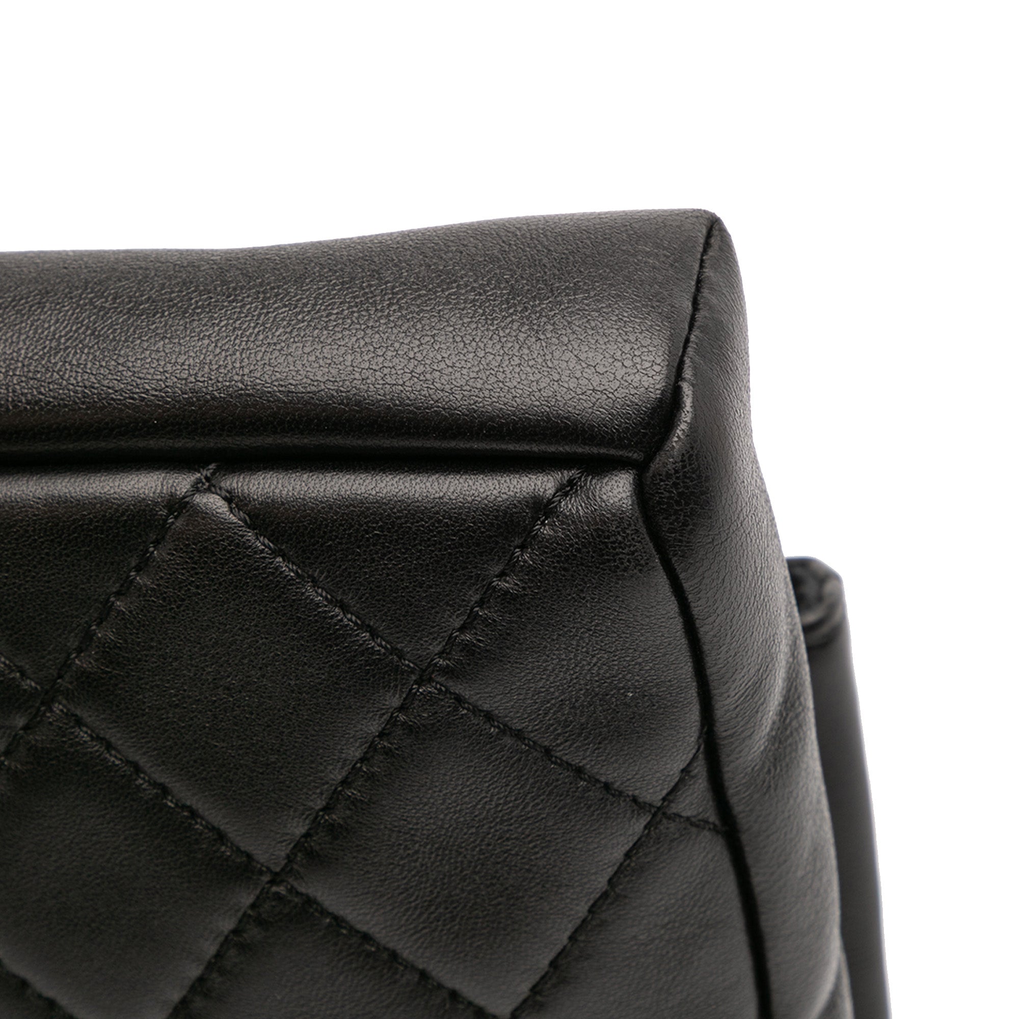 CC Quilted Lambskin Grip Clutch