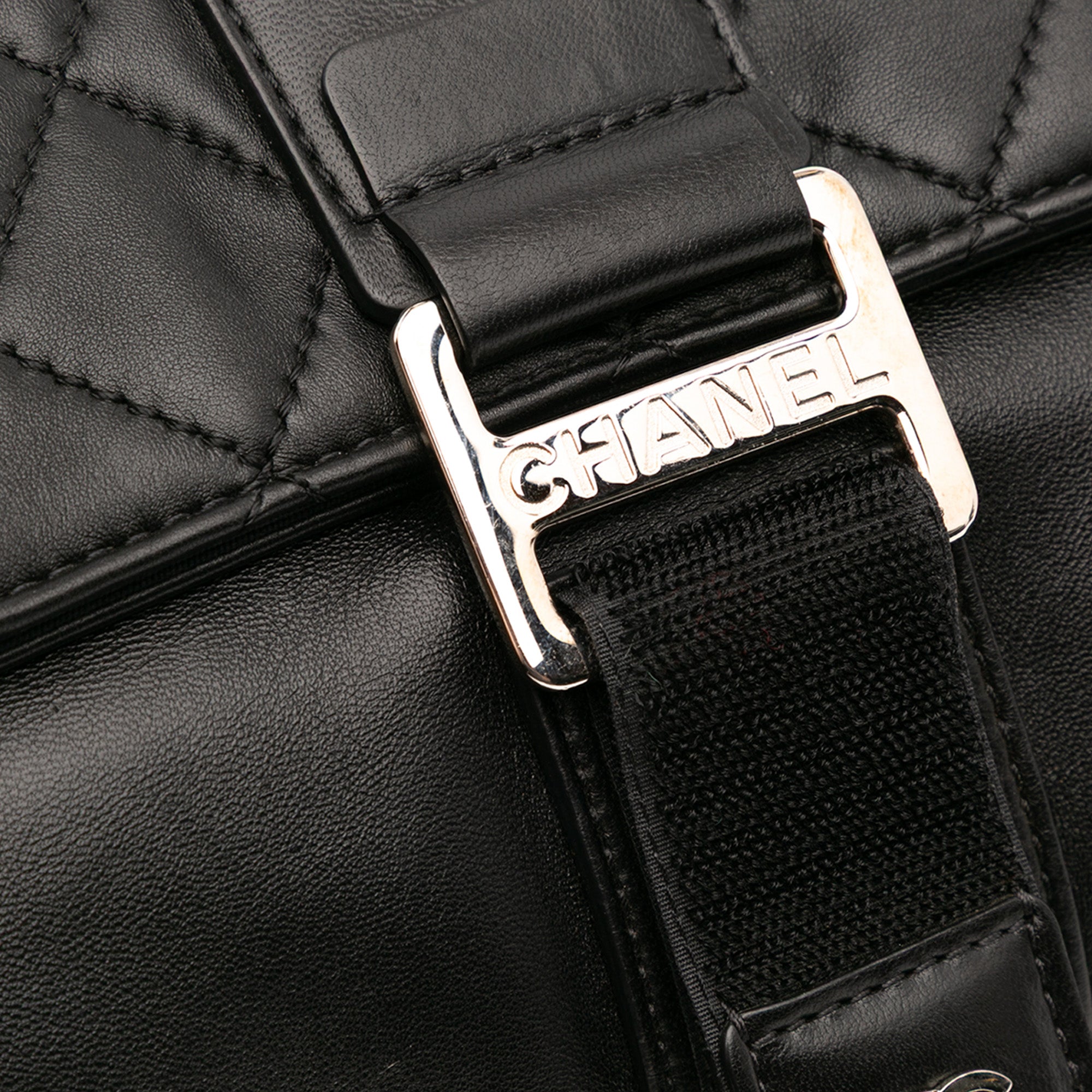 CC Quilted Lambskin Grip Clutch