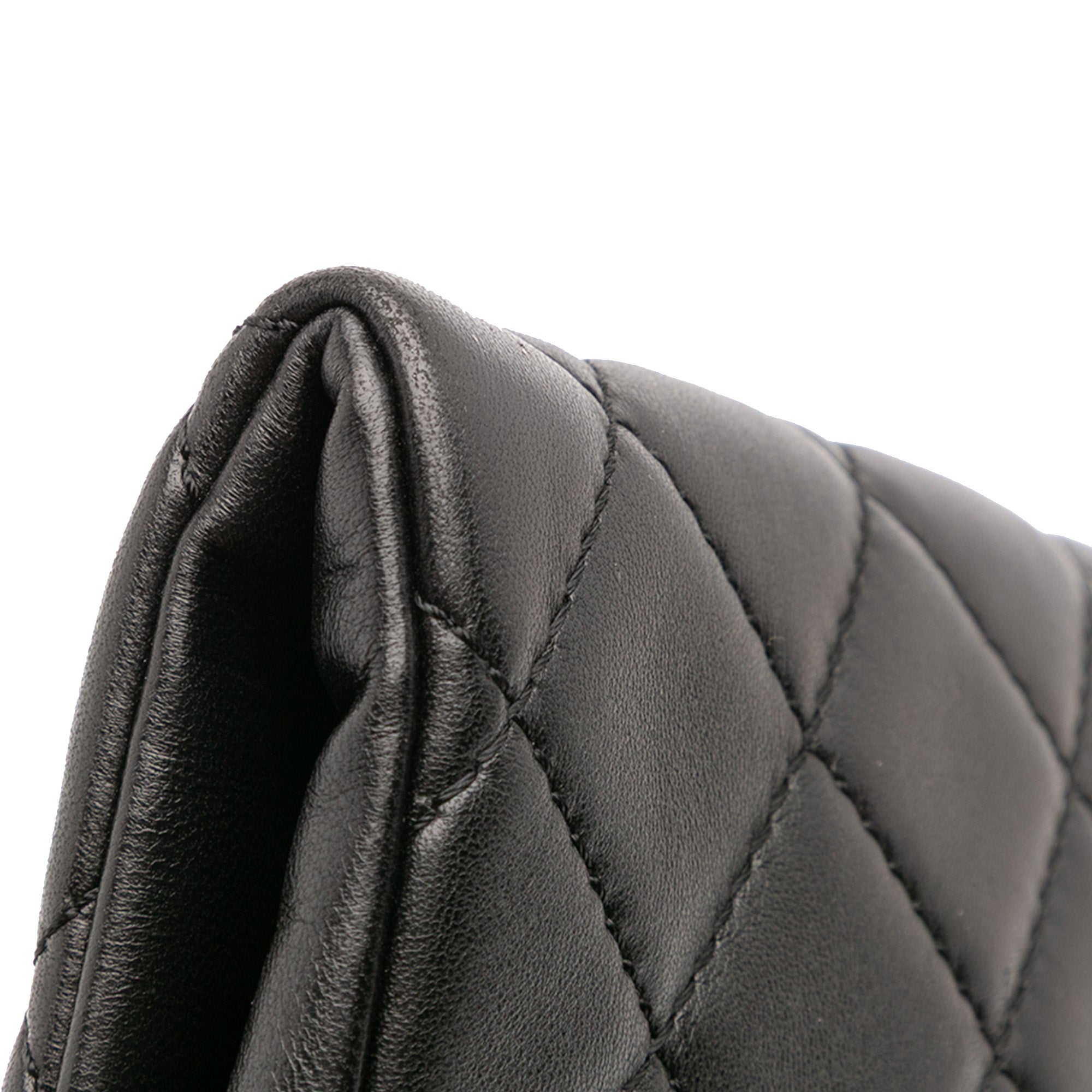 CC Quilted Lambskin Grip Clutch