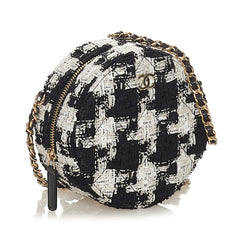 Tweed Round Clutch with Chain_1