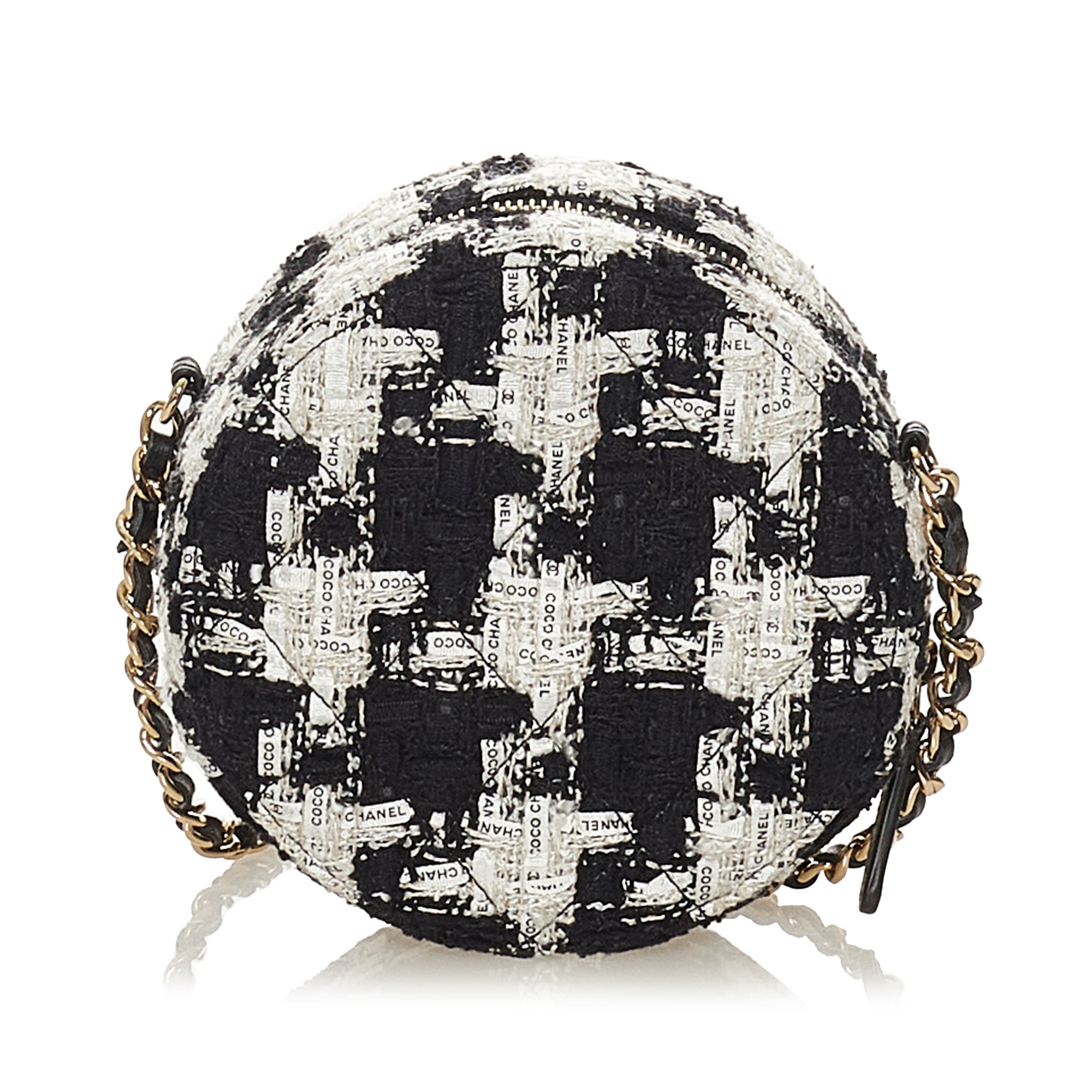 Tweed Round Clutch with Chain_2