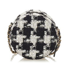 Tweed Round Clutch with Chain_2