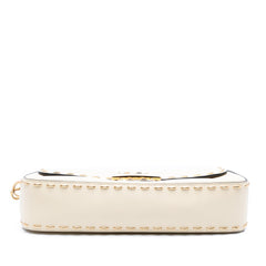 Leather Metal Stitch Baguette Satchel