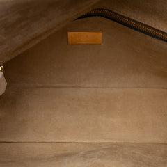 Leather Metal Stitch Baguette Satchel